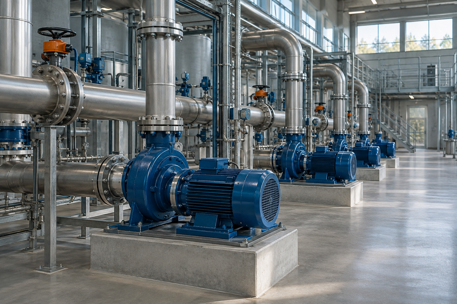 Illustrative industrial water treatment pump hall